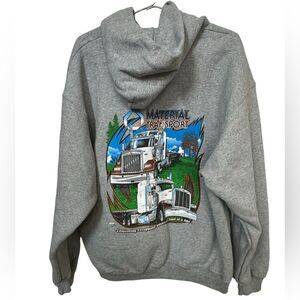 Vintage High End THICK Trucker Material Transport Gray Men’s XL Hoodie MINT